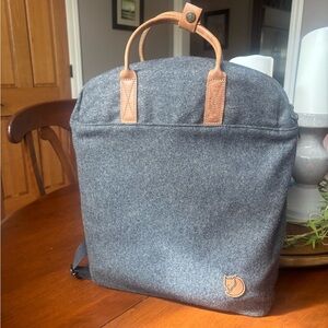 Fjallraven Gray Laptop Case/ Backpack with Tan Handles